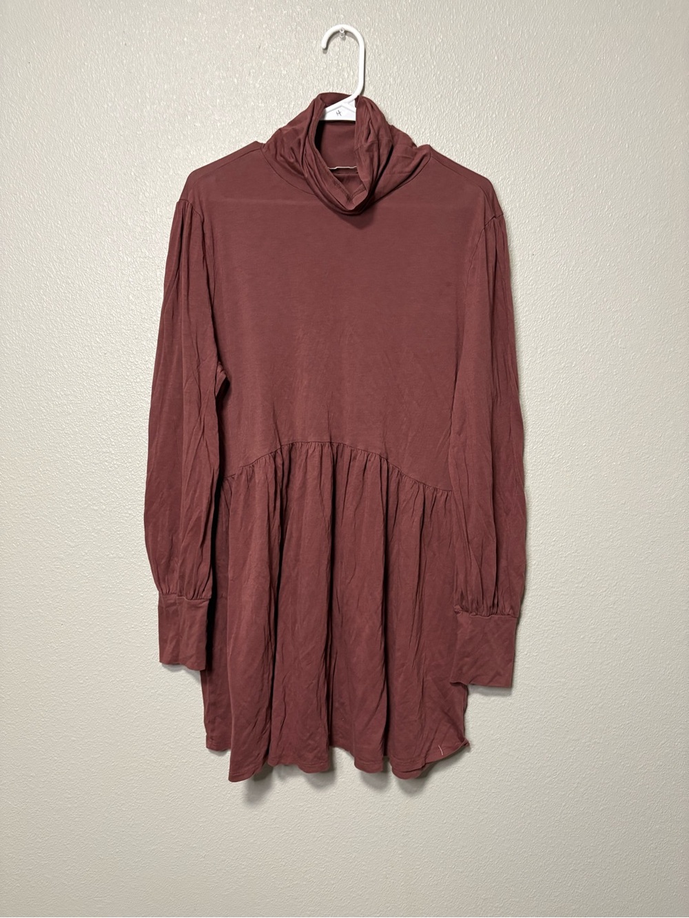 Peruvian Connection Pima Cotton Modal Cowl Neck Tunic Dress Top XL Mauve
